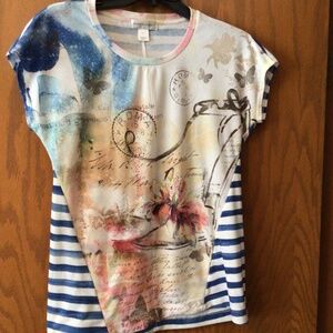 Christopher and Banks Beaded Colorful T-Shirt